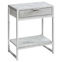 24" Silver And Gray Wood And Metal End Table With Drawer And Shelf - $4,398.71 MXN
