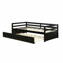 Twin/Twin Dorm Style Trundle Daybed Platform Bed Frame in Espresso - $9,151.02 MXN
