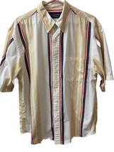 Roundtree and York Mens Size L Buttton Down Short Sleeved Striped Shirt Vintage - £9.61 GBP