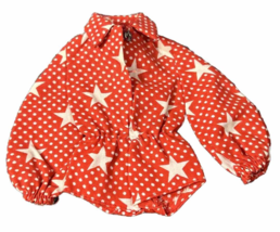 Vintage Barbie Francie Stacey Doll 60s 70s Romper Shirt Red Stars White MOD - £8.78 GBP