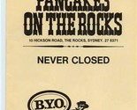 Pancakes on the Rocks Menu Hickson Road The Rocks Sydney Australia 1979 - £29.75 GBP