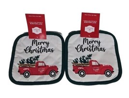 Holiday Time Christmas Kitchen Pot Holders 2 Piece Set Red Truck New - £8.38 GBP