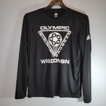 Adidas Mens Shirt Medium Soccer Olympic Program Black Long Sleeve Wisconsin - £10.65 GBP
