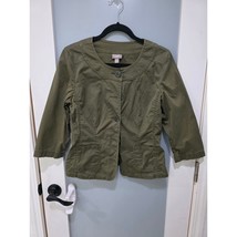 J. Jill Green Utility Jacket Size S Cropped Button Front Cotton Vintage-... - $29.00