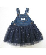Osh Kosh B&#39;Gosh Baby Denim Overall Dress 12mo Vestbak Tulle Skirt Gold S... - £11.94 GBP