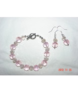 Pink &amp; Clear Glass Bracelet &amp; Earring Set - for the Little Princess in y... - £13.36 GBP