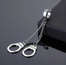 Punk Stainless Steel Long Chain Handcuffs Earring - £6.85 GBP