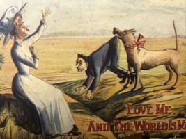 1914 Love Me And The World Is Mine Dog Carrying Man Postcard Db Artist H. Horina - £17.76 GBP