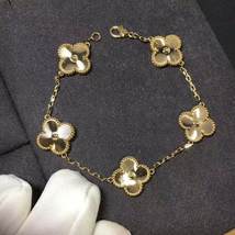 Real 18k Yellow Gold Alhambra Clover Bracelet 15mm 5 motifs 7.6 Inches 12 Grams  - £2,156.92 GBP