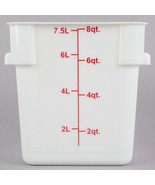 Choice 8 Qt. White Square Polypropylene Food Storage Container w/ Red Gr... - £53.74 GBP