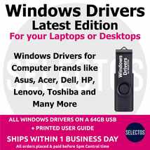 Windows Drivers Latest Edition for Most PC Brands on USB 64Gb Drive - £14.34 GBP