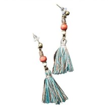 Fashion Jewelry Womens Pink Blue Beaded Tassel Bohemian Dangle Earrings Sz OS - £15.75 GBP