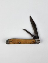 Vintage John Primble Belknap Smooth Stag Pocket Knife 2-Blade 3&quot; closed - £46.71 GBP