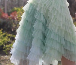 Women Girl Mint Green Tiered Tulle Skirt Custom Plus Size Fluffy Tutu Skirt image 2