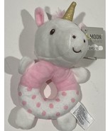 Plush Rattle Pink &amp; White Unicorn  Soft Easy To Hold Design Ages 0+ Moon... - €5,07 EUR