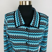 Exclusively Misook Blue Black White Tribal Zig Zag Women&#39;s Petite Small ... - £91.99 GBP
