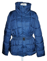The Whole Shebang Women&#39;s Puffer Coat Belted Navy Blue Super Soft Size L... - £28.30 GBP