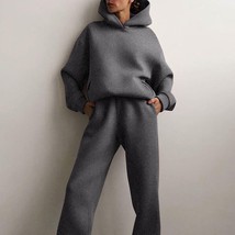 Women Trauit Hoodies Casual Solid Long Sleeve Fleece Warm Hooded wear Suit Hoody - £115.01 GBP