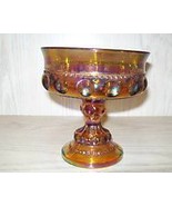 Indiana Compote Amber Carnival  Kings Crown Thumbprint Iridescent 1970-1980 - £7.82 GBP