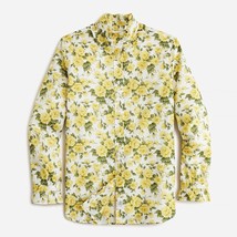 Early Spring Women Yellow Rose Print Shirt Ruffled Collar Cotton Single-Breasted - £118.32 GBP