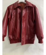 Red Lapel Zipper Leather Cropped Coat Autumn Casual Long Sleeve Patchwork Jacket - $85.00