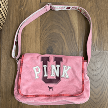 Vintage Y2K Victoria’s Secret PINK Messenger Bag Pink Corduroy Peace Sig... - $1,011.67 MXN