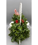 Vtg Holly Candle Holder White Twisted Metal Frame Christmas Decor - $405.69 MXN