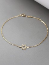 14ct Solid Gold Hexagram Star Bracelet/Anklet, 2 sizes, 14K, Au585, dainty, fine - £128.82 GBP+