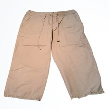 LOFT Marisa Fit Relaxed Cargo Khaki Capri Cropped Pants Beige Size 6 - £15.10 GBP