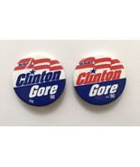 Lot of 2 Re-Elect Bill Clinton Al Gore 1996 campaign pin button politica... - £8.69 GBP