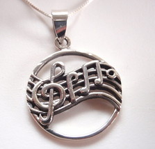 Musical Notations on Staff Necklace 925 Sterling Silver Corona Sun Jewelry - £13.61 GBP