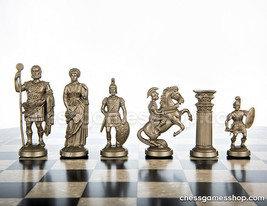 Roman Chess Pieces gold - black weighted - $30.32