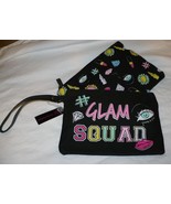 No Boundaries Set of 2 Zip Up Make Up Bags Glam Squad Wristlet Black NEW - €8,64 EUR