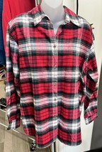 High Sierra Womens M Red Plaid Cotton Flannel Button Down Bit of Tail 23... - £14.47 GBP