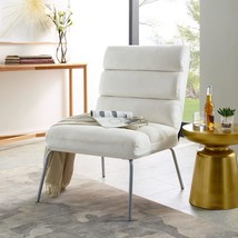 Mid-Century Modern | Ergonomic | Upholstered Accent Chair, White, Classic Brands - £52.68 GBP