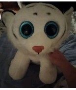 TY Beanie Boos Tundra White Tiger Jumbo Plush 16&quot; Blue Sparkle Eyes 2010... - $12.34