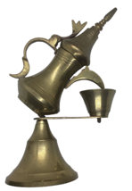 Vintage Brass Decorative Coffee Pot &amp; Cup on a Stand India Approx 7 Inches - $13.86