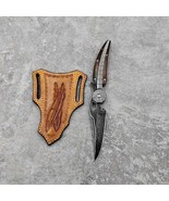 Handmade Collectible Feather Knife luxury Damascus Pocket Knife Ball Bea... - $233.64