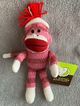 Circo Target Sock Monkey Pink Striped Plush Knit Animal Adventure 11” NEW - £8.65 GBP