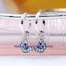 S925 Sterling Silver Blue Butterfly Hoop Earrings With Enamel Hoop Earrings - £14.32 GBP