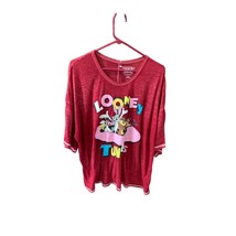 Looney Tunes Womens Size 3X 22W 24W Burnout Tee Tshirt T Shirt Top Red Bugs Bunn - £11.43 GBP