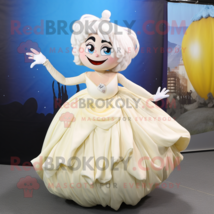 Cream Tooth Fairy mascot costume character dressed with a Ball Gown and Hair cli - £895.52 GBP