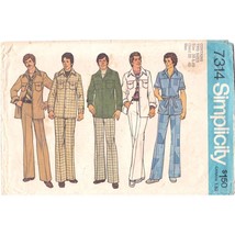 Vintage Sewing PATTERN Simplicity 7314, Teen Boys and Mens 1975 Shirt Ja... - £24.69 GBP