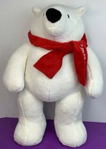 Coca Cola Polar Bear 22&quot; Standing White Red Scarf - $33.65