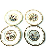 4 Vintage Saucer plates Bird Butterfly Flower gold trim hummingbird Japa... - £12.70 GBP