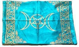 21&quot; X 21&quot; Turquoise Triple Moon Altar Cloth - £17.06 GBP