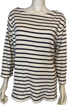 L.L. Bean White and Blue Striped Boat Neck 3/4 Sleeve Top Size 3X - £22.01 GBP