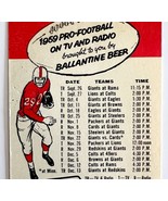 NY Giants 1959 Pro Football Schedule Pre-NFL Ballantine Beer Promo Rare ... - $178.28 CAD