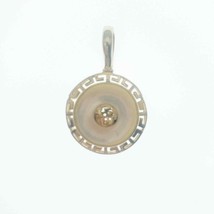 14K Yellow Gold Mother of Pearl Pendant Enhancer Greek Key  - £246.69 GBP