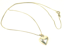 Silver 925 SU Vintage Puffed Heart etched pendant Necklace Italy coquette - £23.12 GBP